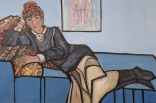 Acryl schilderij, Maya Wildevuur, Liggende vrouw